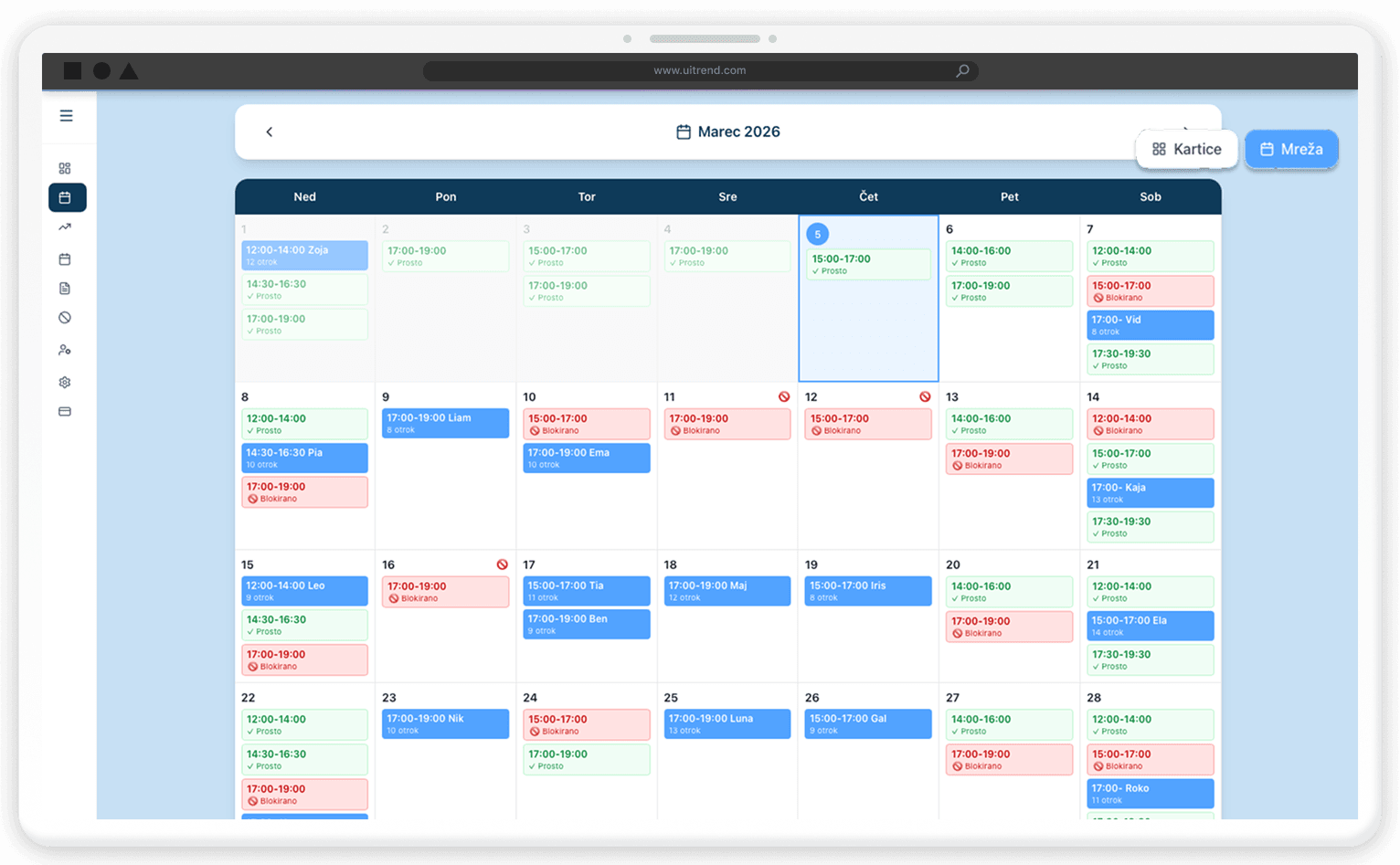 Pametni koledar rezervacij