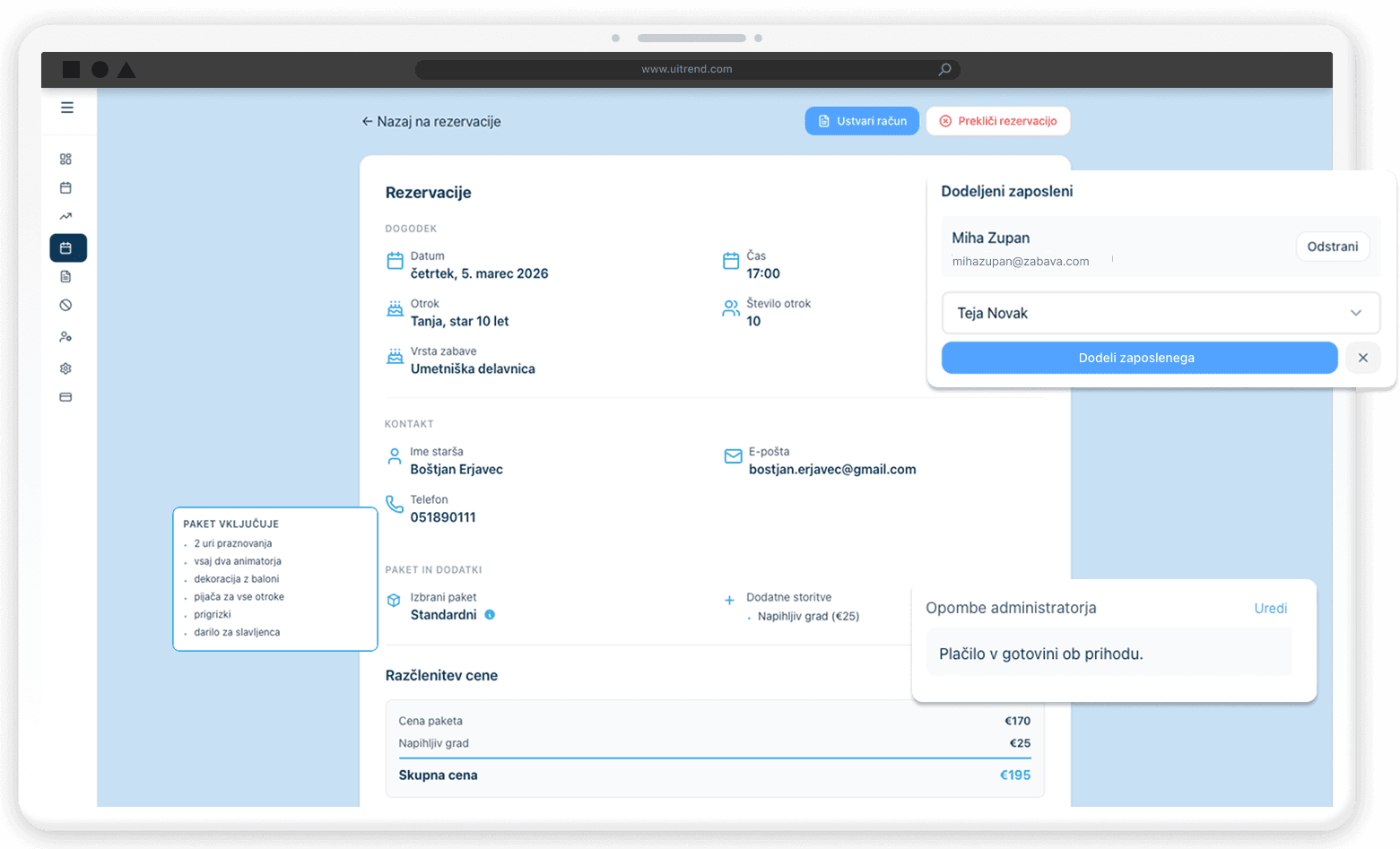 Dodeljevanje animatorjev